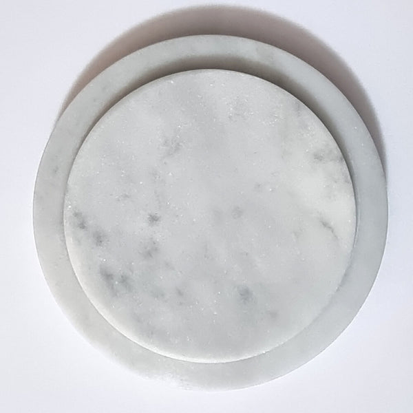 Round Carrara Marble Candle Coaster - Coasters - Candle Monster