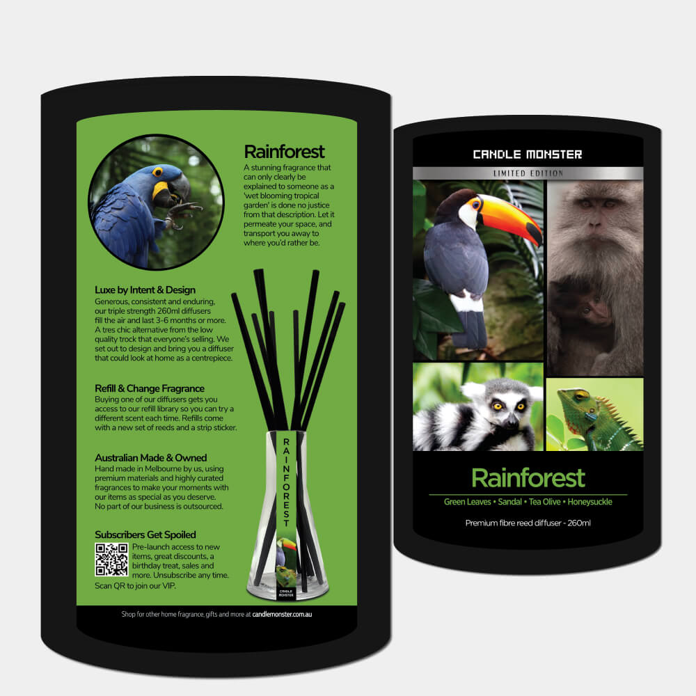 Rainforest Premium Fibre Reed Diffuser - 260ml – Candle Monster