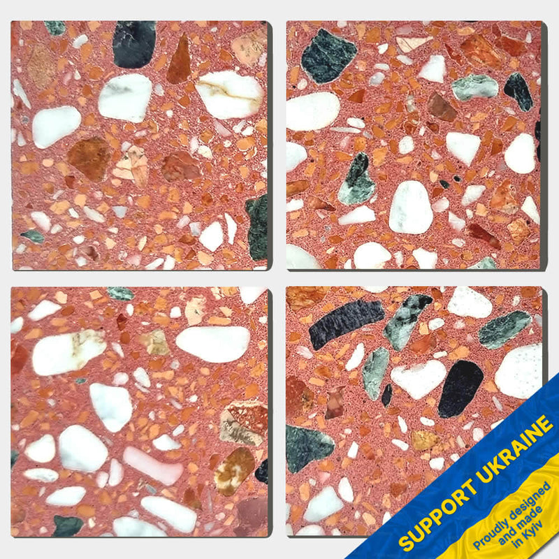 Red With Multicolour Stones Terrazzo Candle Coaster - Coaster - Candle Monster
